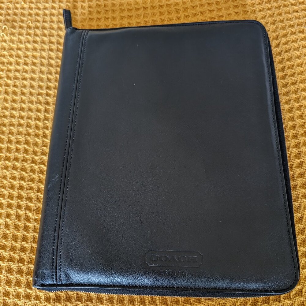 Coach Planner Organizer Notebook, Zip Portfolio, Black Leather